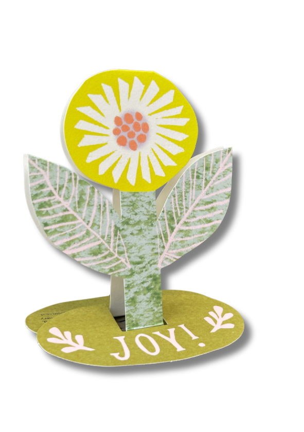 Pop Up Flower Card. Recycled card. I Joy Card.