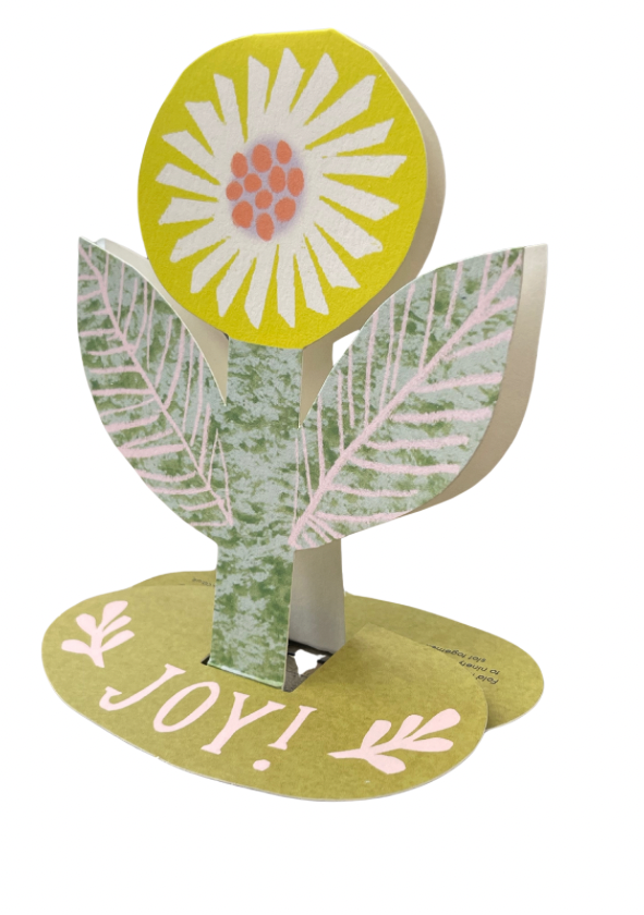 Pop Up Flower Card. Recycled card. I Joy Card.