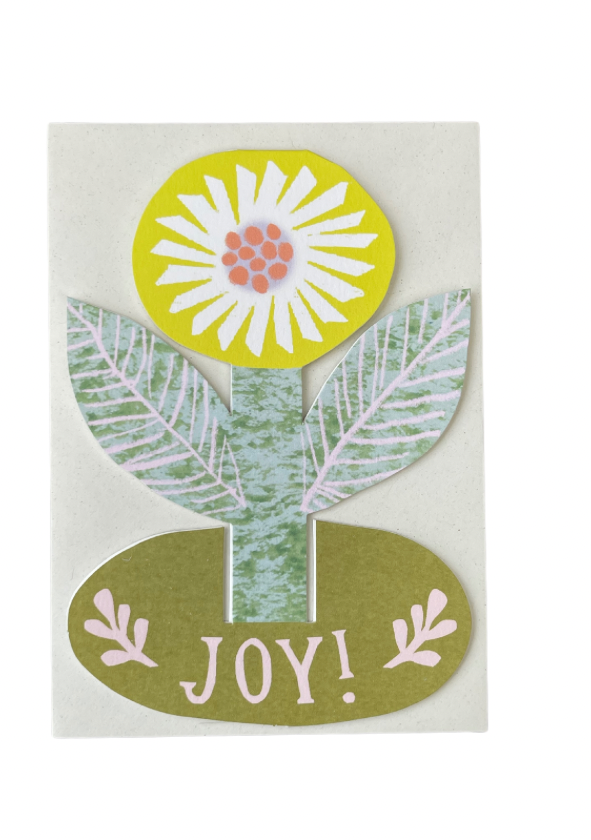 Pop Up Flower Card. Recycled card. I Joy Card.
