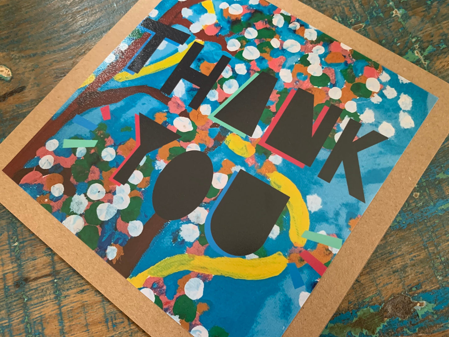Thank you card, recycled card, thank you gift card. Eco friendly card. Handmade card, blank gift card, tree card, hand painted card, unusual