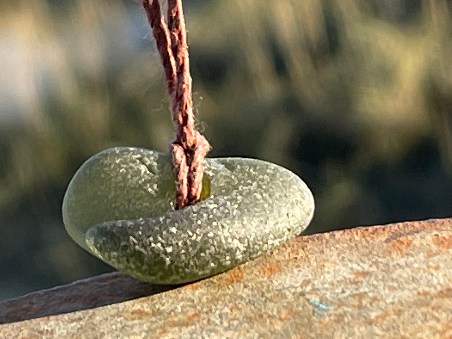 Rustic sea glass necklace. Recycled boho necklace, unisex necklace. Surf necklace, hippy necklace. Gift for him, Sea glass pendant