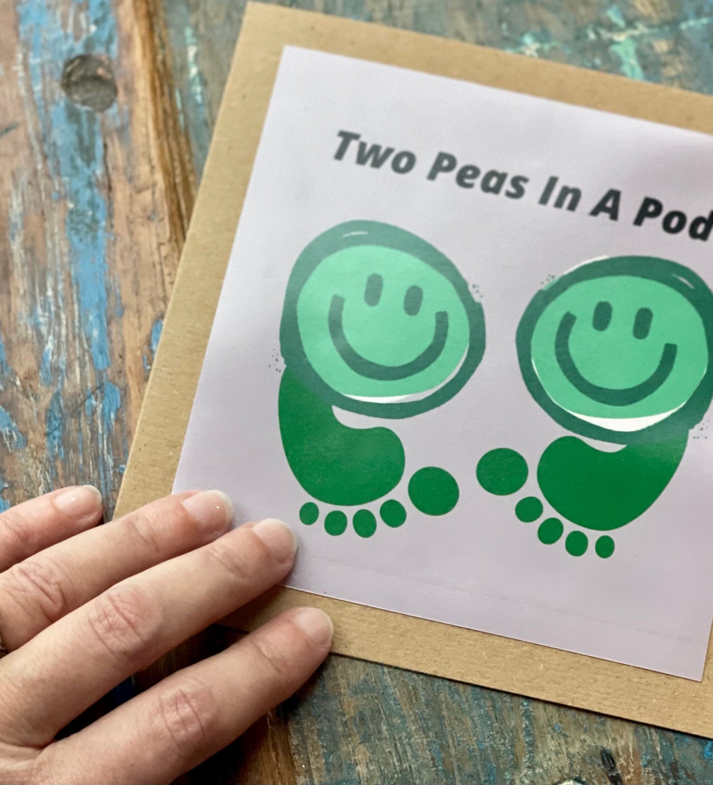 Two peas in a pod unusual card, romantic card, recycled card for him, engagement card, handmade card, birthday card, anniversary card