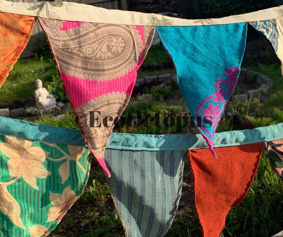 Eco-Friendly Recycled Bunting. Handmade bunting for the home, garden, festivals, parties and weddings.