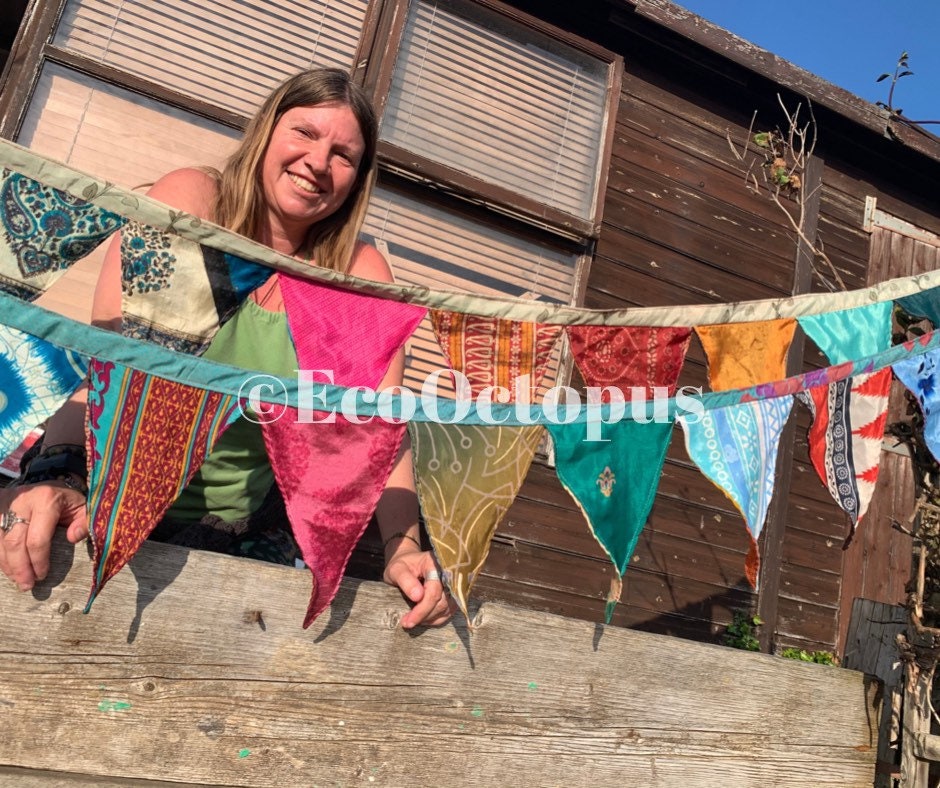 Eco-Friendly Recycled Bunting. Handmade bunting for the home, garden, festivals, parties and weddings.