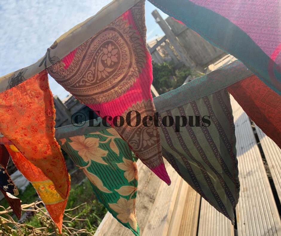Eco-Friendly Recycled Bunting. Handmade bunting for the home, garden, festivals, parties and weddings.