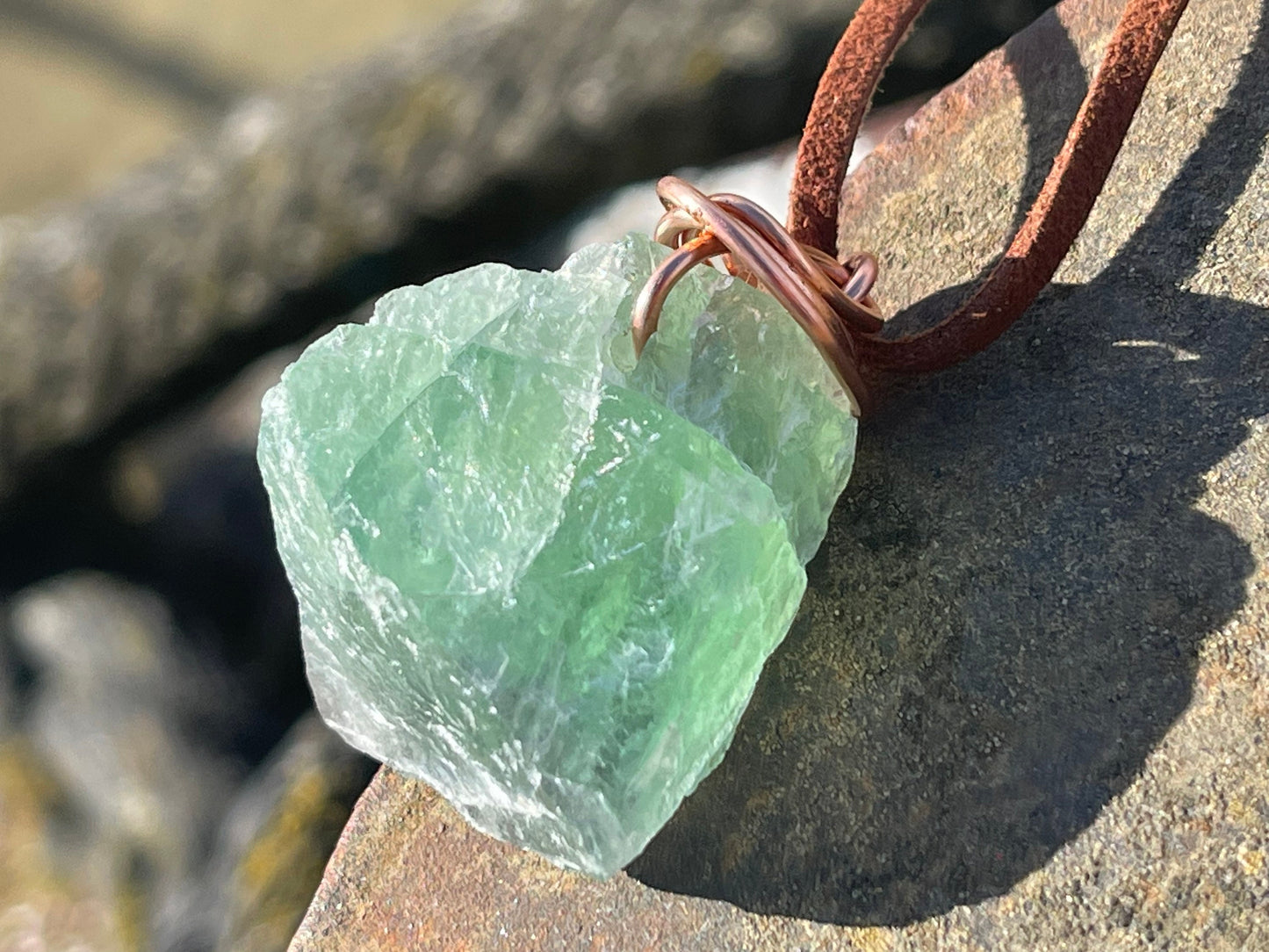Fluorite necklace, eco friendly gift for her, green fluorite pendant, boho pendants, handmade necklace, gift for him, ethical jewellery