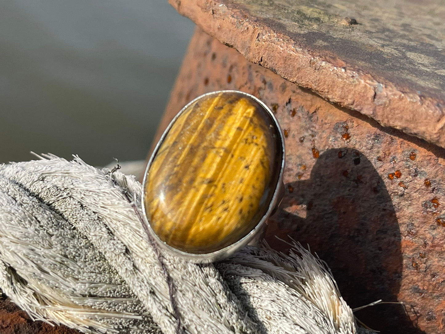 Tigers eye ring, unique gift for her, boho ring, boho jewellery, ethical jewellery, gift for him, hippy jewellery, tigers eye jewellery