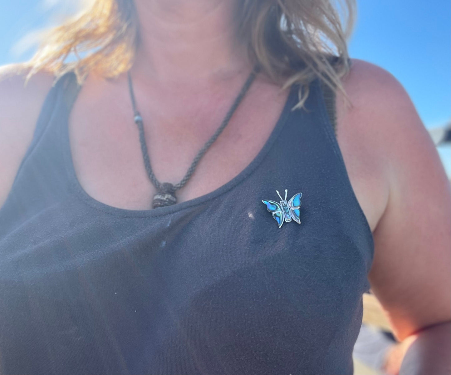 Abalone brooch, abalone jewellery, butterfly brooch. Eco friendly gift for her.  Vintage brooch, butterfly jewellery, gift for gardener