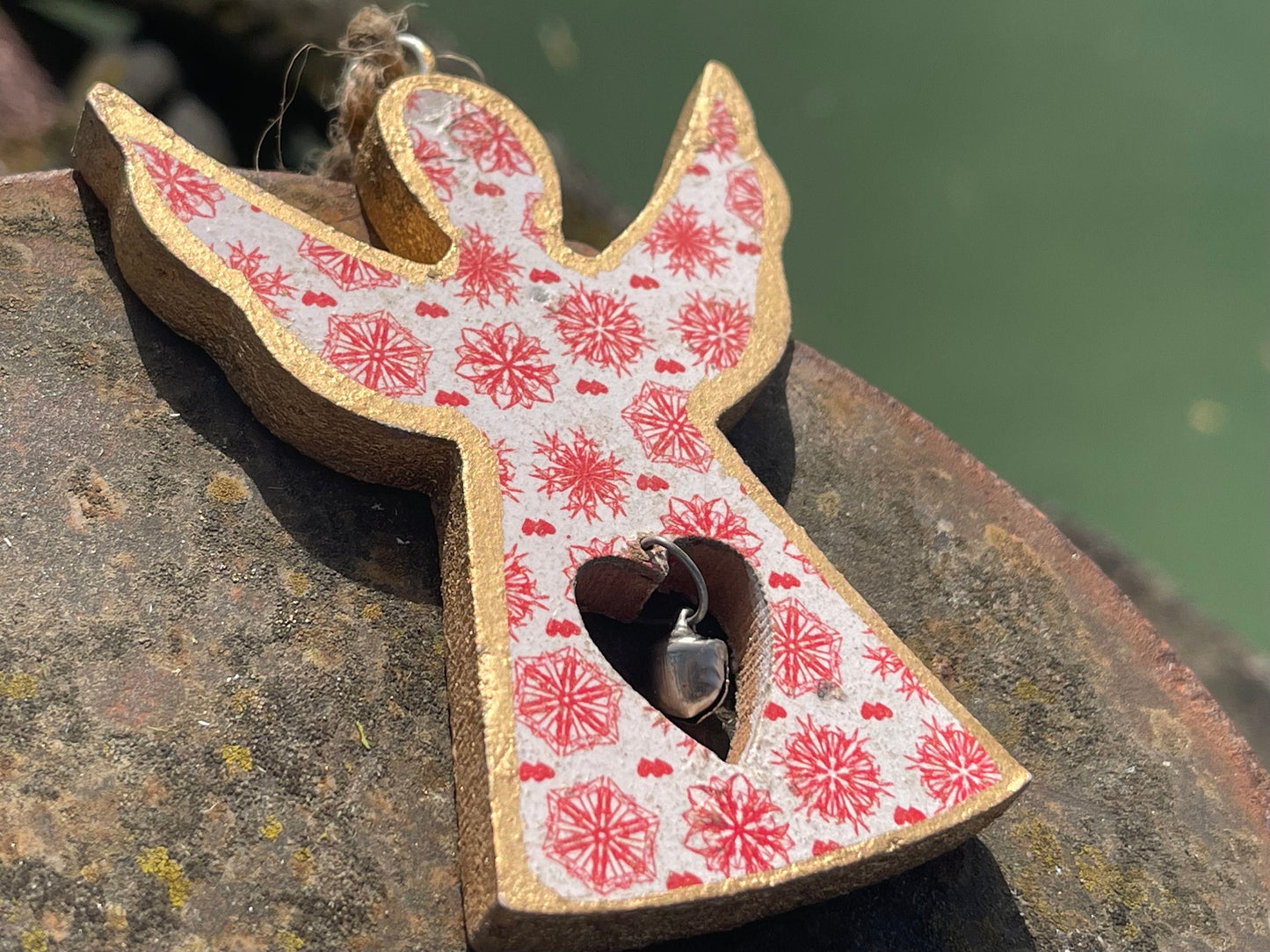 Three handmade Christmas tree decorations, eco friendly Christmas baubles, traditional Christmas decorations for the tree, angel decorations
