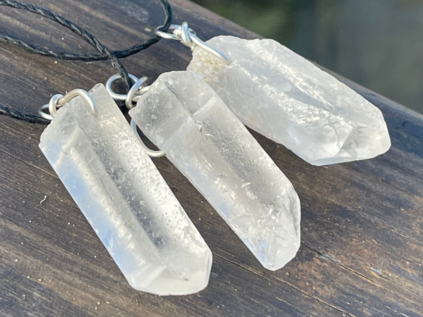 Quartz pendants, quartz necklace, raw quartz jewellery, gift for him, boho handmade necklace, romantic gift for her, ethical jewellery