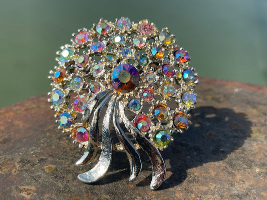 Aurora borealis brooch, vintage jewellery, retro jewellery, unusual jewellery, rainbow brooch, eco friendly gifts for her, ethical jewellery