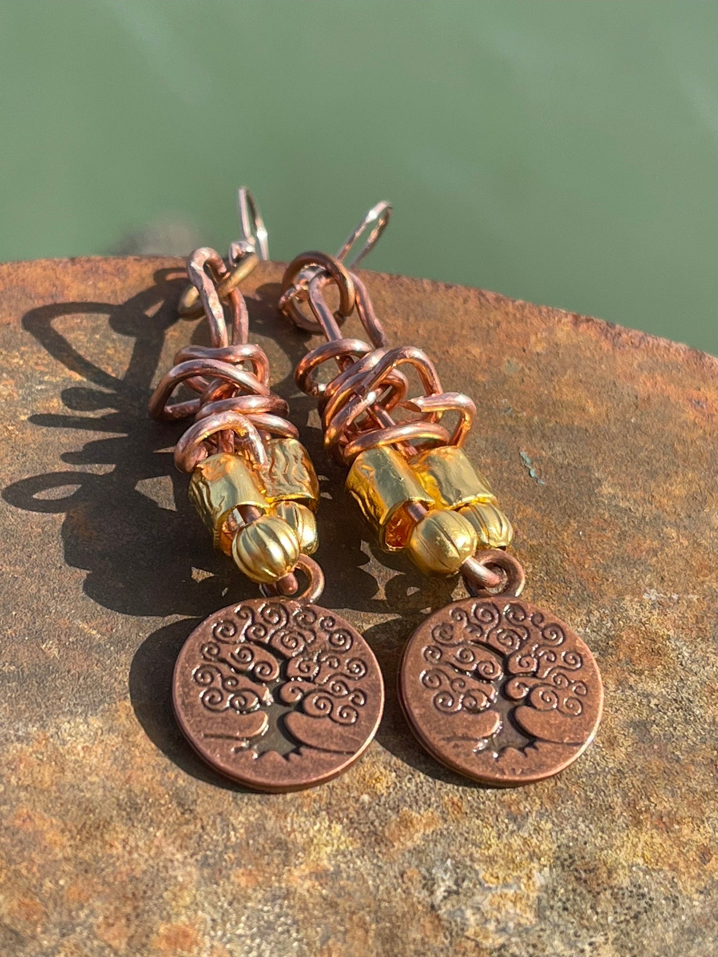 Handmade earrings, tree of life earrings. Boho earrings, ethical jewellery, unique earrings, hippy handmade jewellery, unique gift for her
