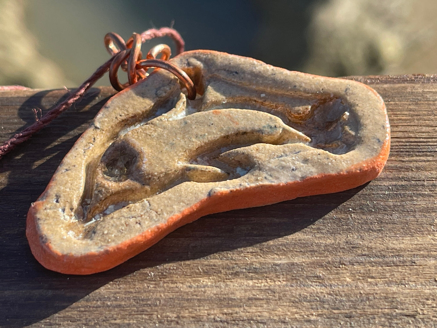 Handmade dolphin necklace, handmade ceramic necklace, pottery necklace, boho jewellery, dolphin jewellery, unique jewellery