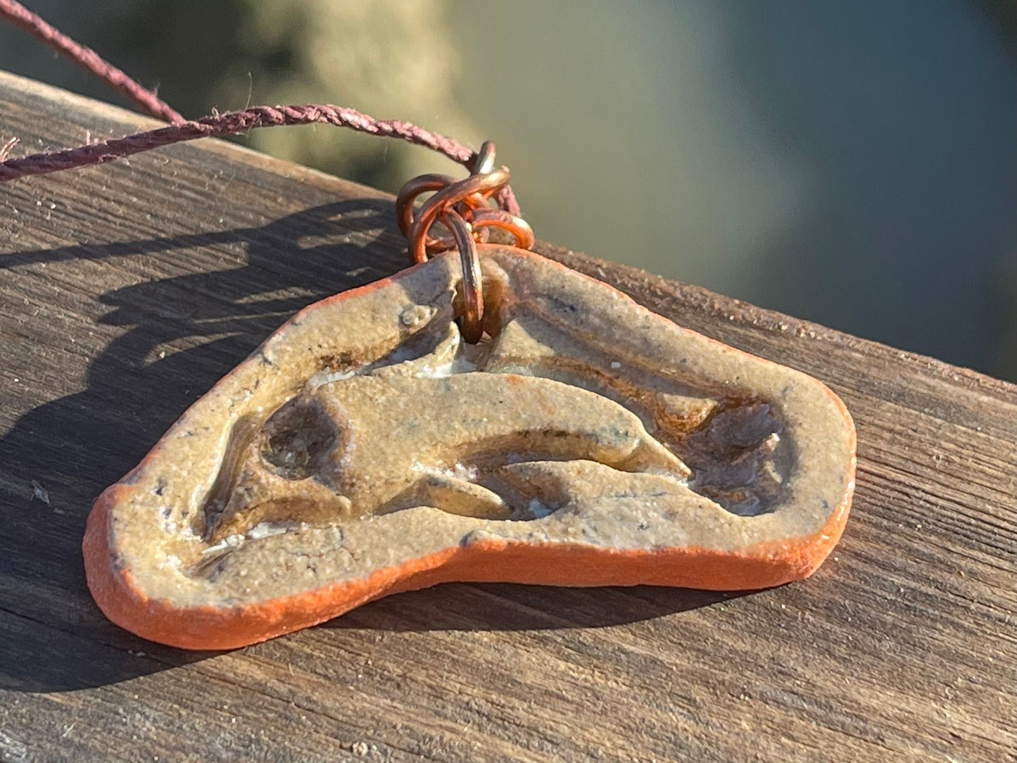 Handmade dolphin necklace, handmade ceramic necklace, pottery necklace, boho jewellery, dolphin jewellery, unique jewellery