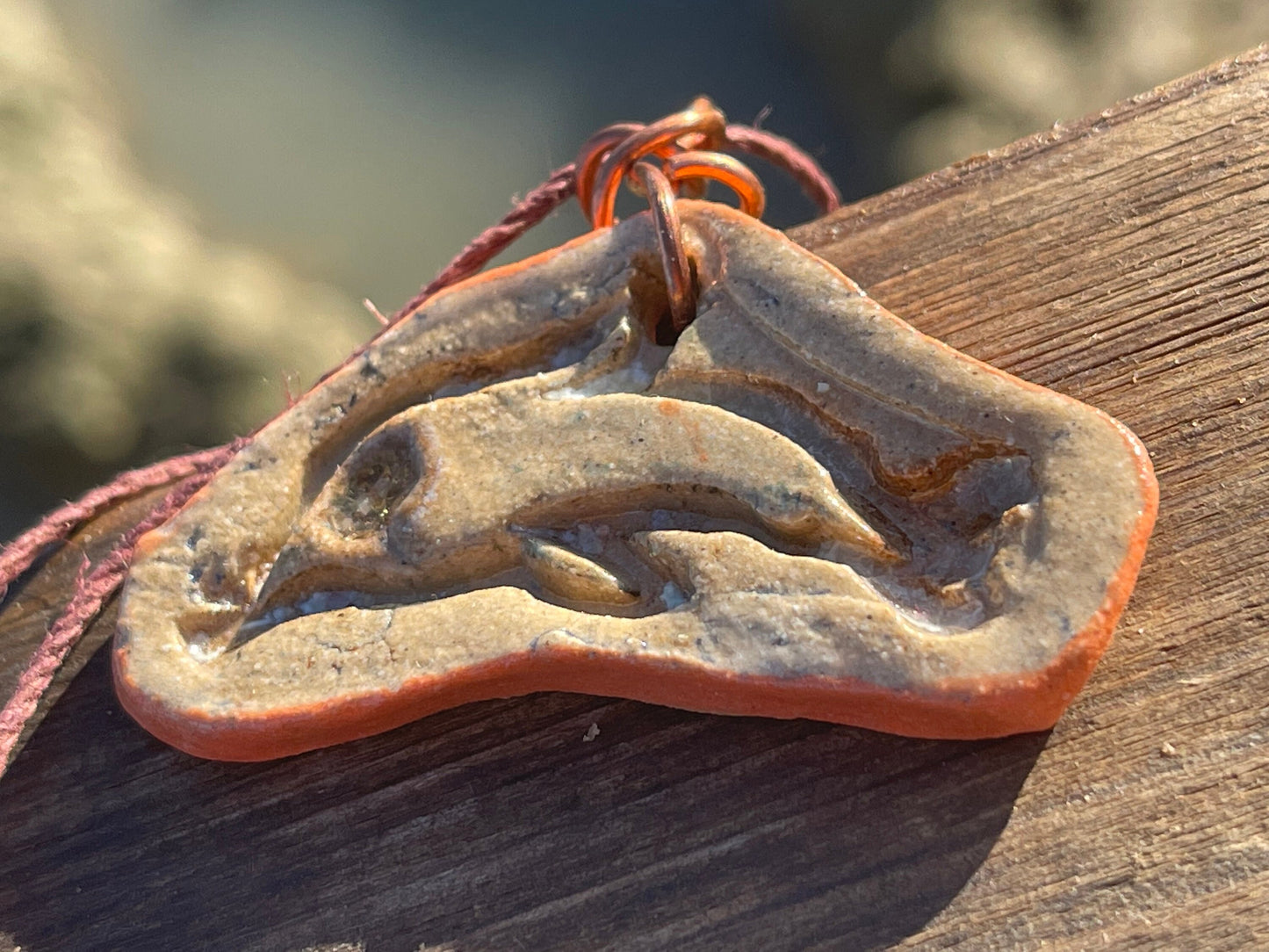 Handmade dolphin necklace, handmade ceramic necklace, pottery necklace, boho jewellery, dolphin jewellery, unique jewellery