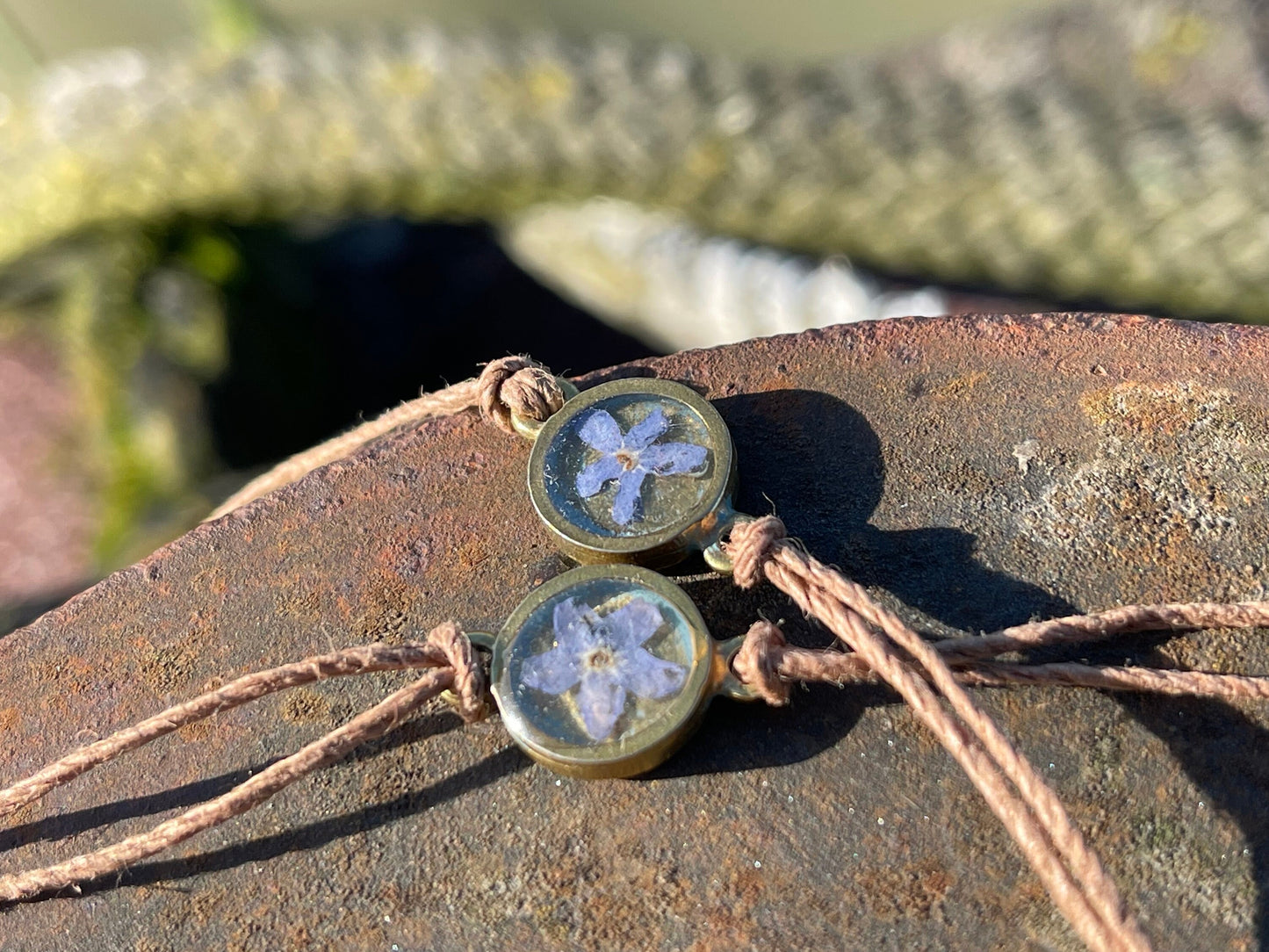 Forget-me-not bracelet or choker necklace. Boho gift for her, flower bracelet, remembrance bracelet, gardeners gift, Forget me not jewellery