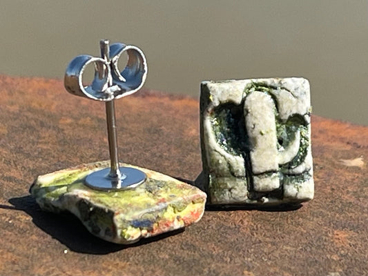 Cactus Stud Earrings, cactus earrings, stud earrings, small stud earrings, handmade cactus jewellery, cactus earrings, square stud earrings