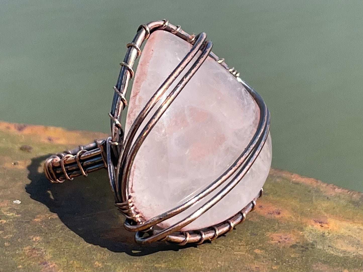 Ethically sourced rose quartz ring. Unique gift for her, romantic gift, pink gemstone ring, ethical jewellery, handmade ring, boho ring