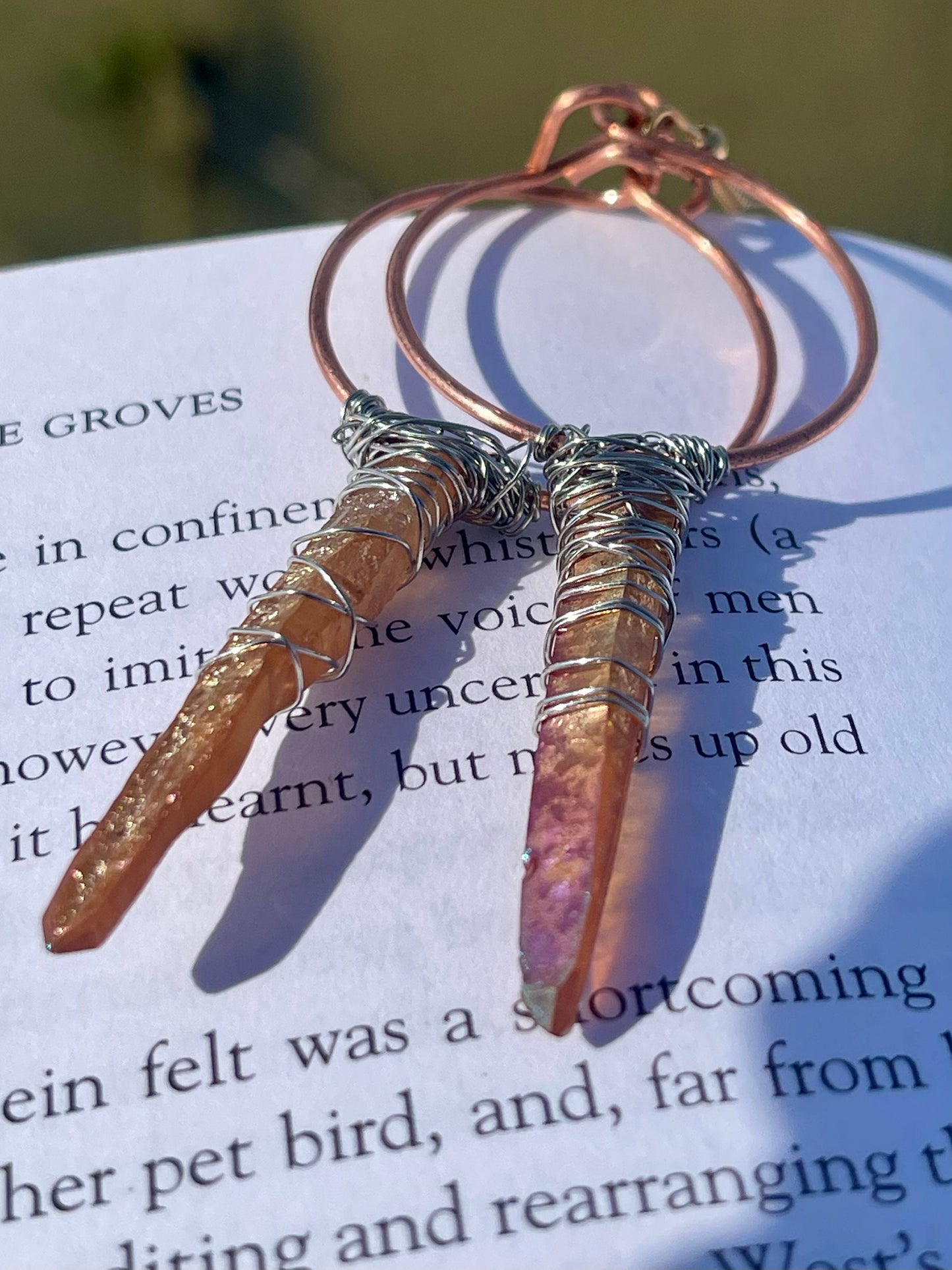 Quartz earrings, gemstone hoop earrings, quartz jewellery, gift for her, boho earrings, handmade earrings, gift for her, ethical jewellery