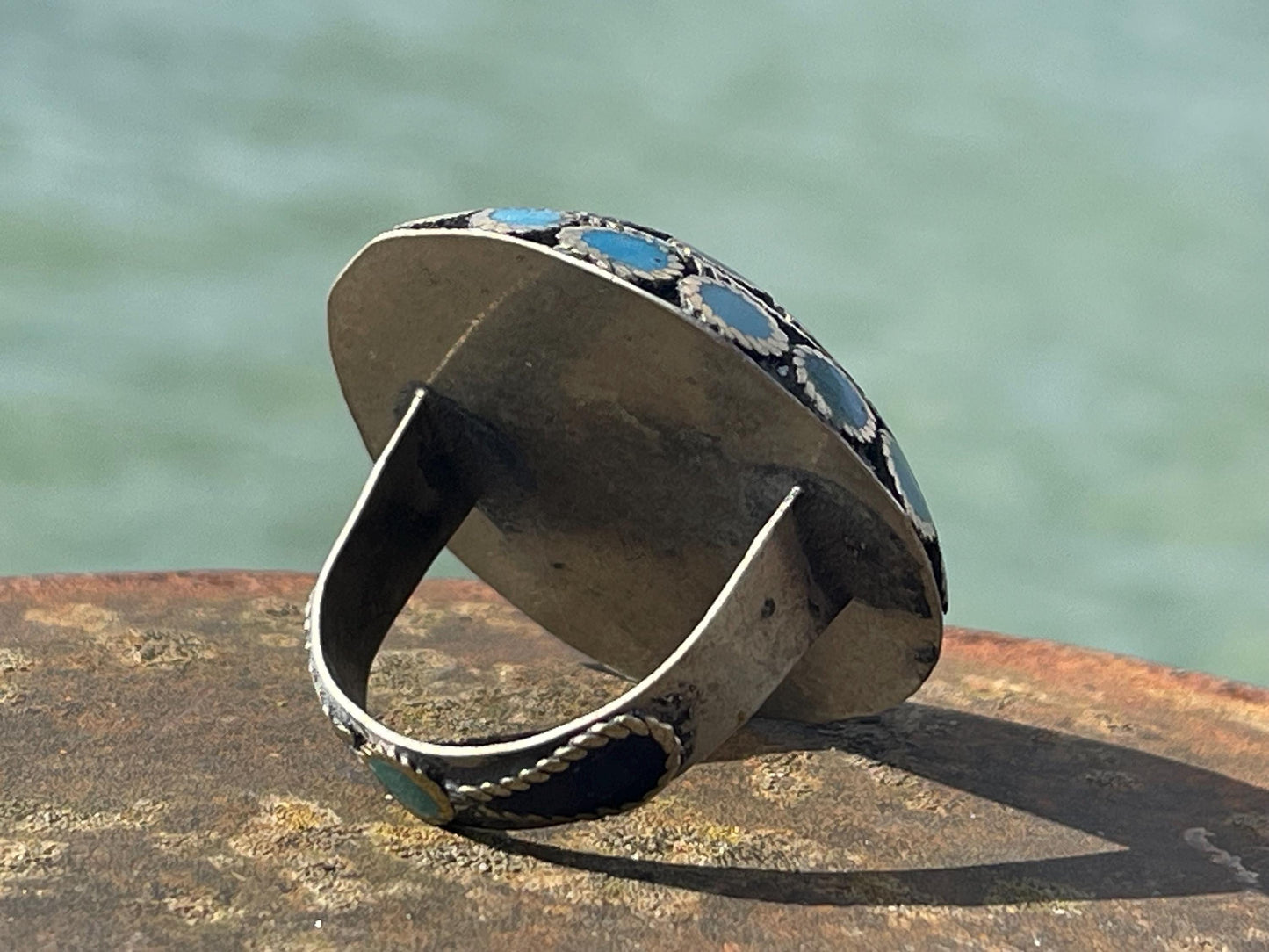 Fabulous vintage ring, large blue ring, boho vintage jewellery, ethical jewellery, gypsy ring. Gypsy jewellery, statement jewellery