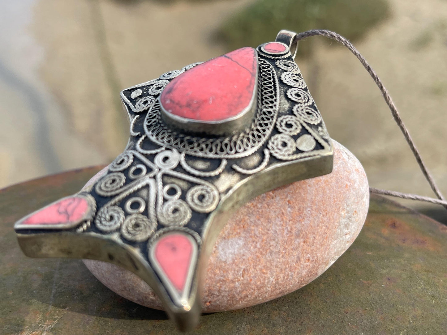 Gypsy jewellery, fish necklace, red coral necklace, vintage jewellery, ethical jewellery, fish pendant, boho necklace, unique necklace