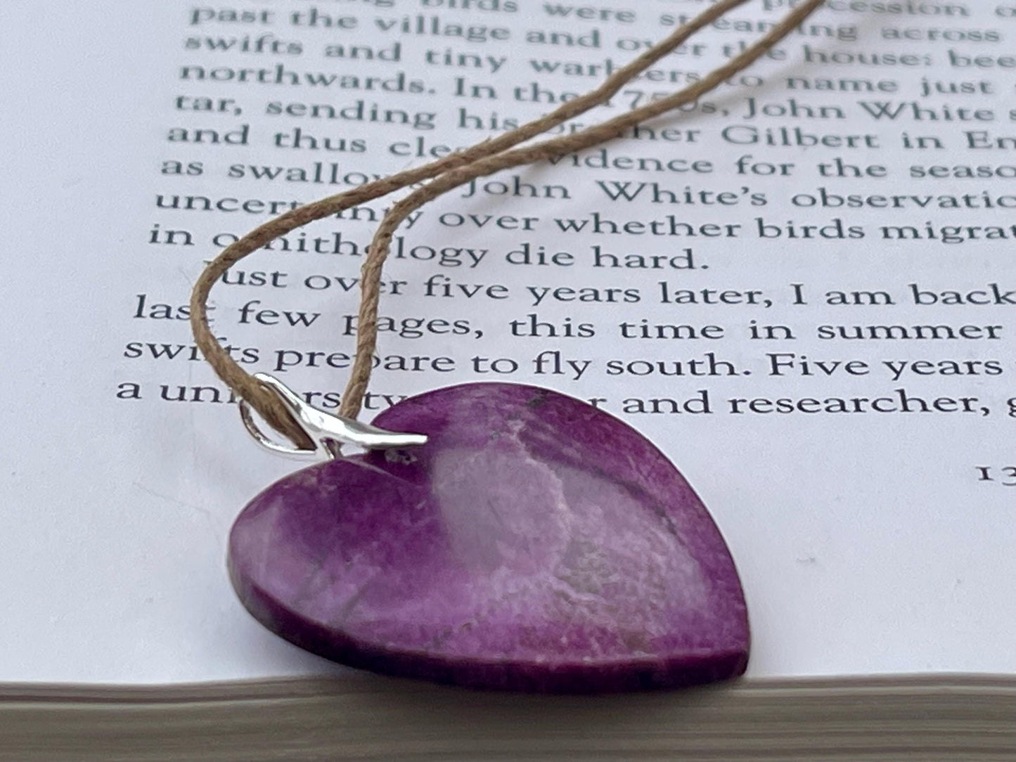 Charoite necklace, heart necklace. Handmade necklace, charoite jewellery, gift for her, unusual necklace, purple gemstone, unique jewellery