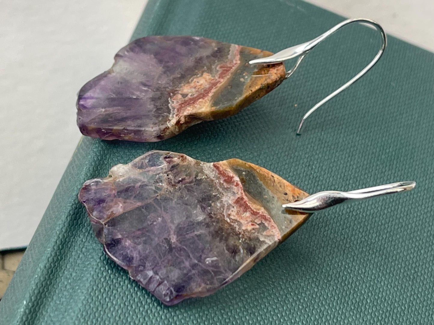 Amethyst gemstone earrings. Ethical jewellery, purple gemstone earrings. Stunning unique jewellery. Unique gifts. Unique amethyst earrings.