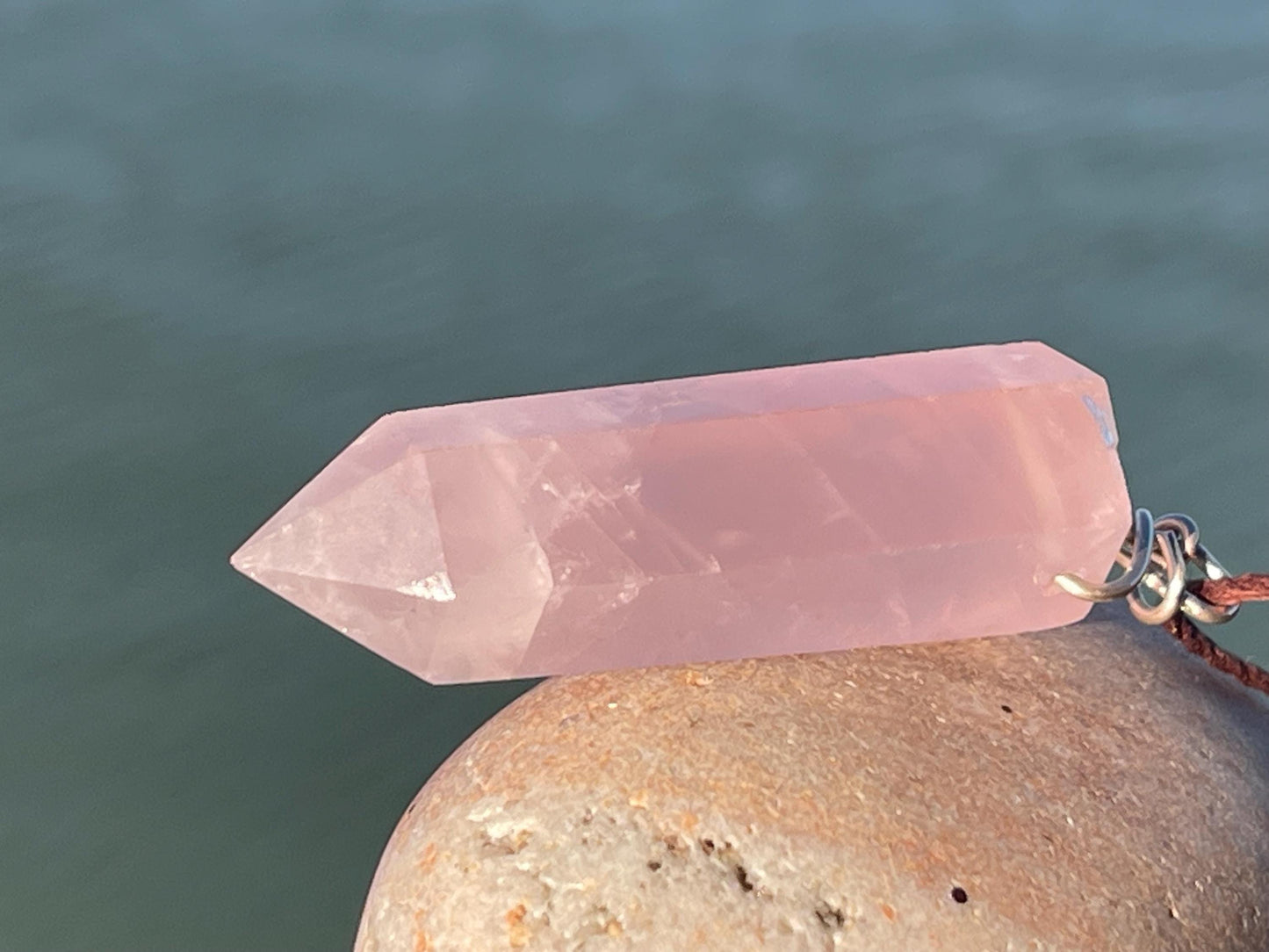 Rose quartz necklace, romantic gift for her, rose quartz pendant, boho pendant, handmade necklace, rose quartz jewellery, ethical jewellery