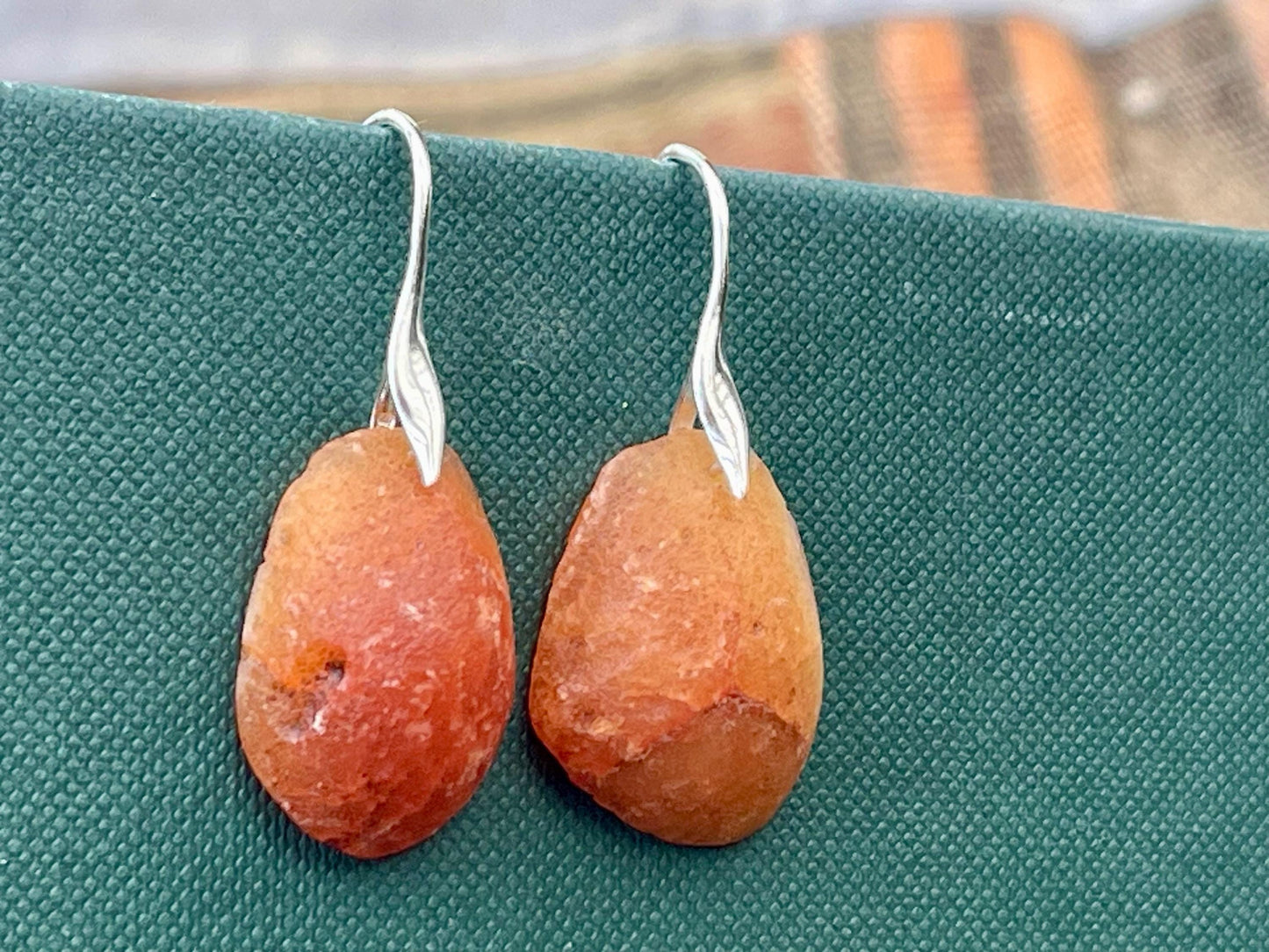 Agate gemstone earrings. Ethical jewellery, orange gemstone earrings. Stunning unique jewellery. Unique gifts. Unique earrings.