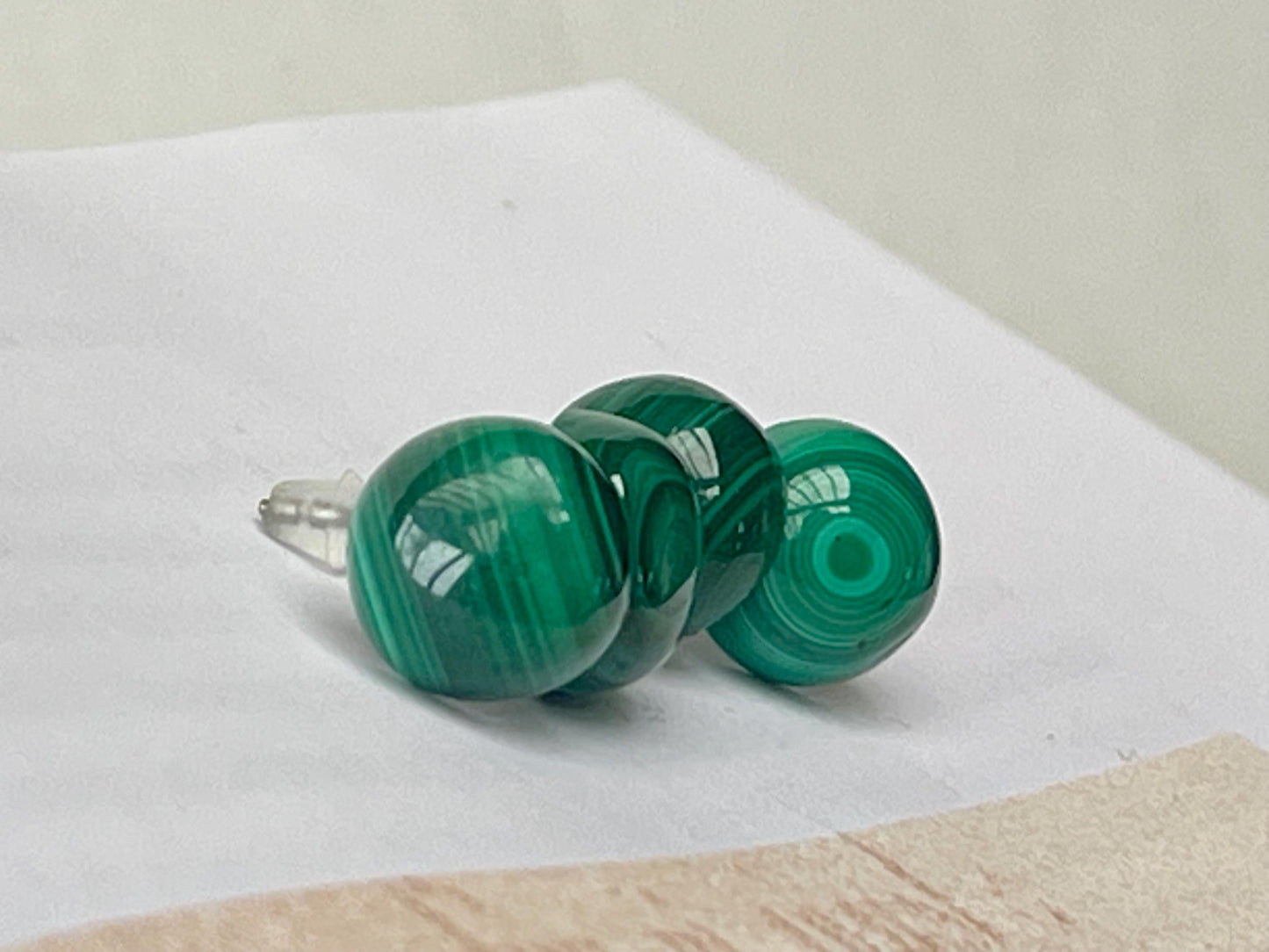 Ethically courses malachite earrings. Green stud earrings, ethical jewellery, malachite jewellery. Boho stud earrings, gift for her