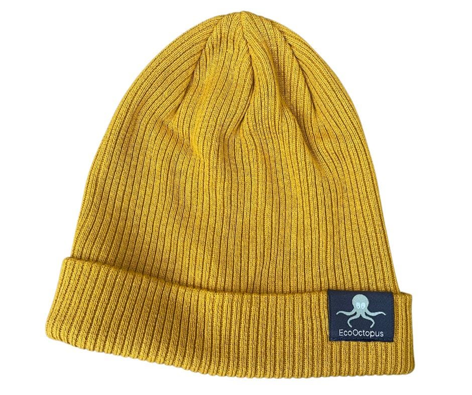 MOUTARDE. Bonnets écologiques. Fabriqués à 100 % en coton issu de l'agriculture biologique.