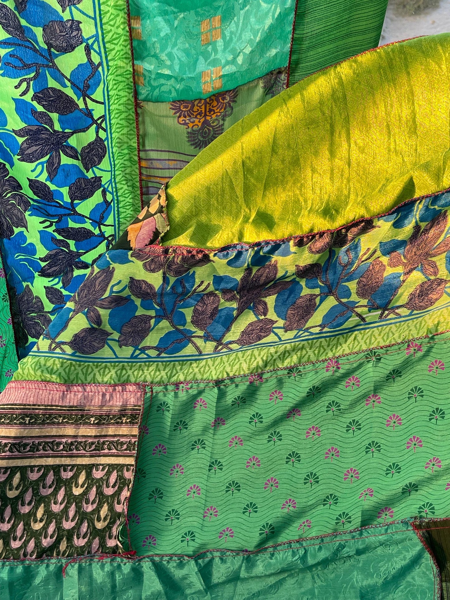 Handmade green curtains, Recycled Vintage Curtains, Boho Style, Ethical Furnishings, Romantic Gift, Unique Home decor, eco friendly curtains