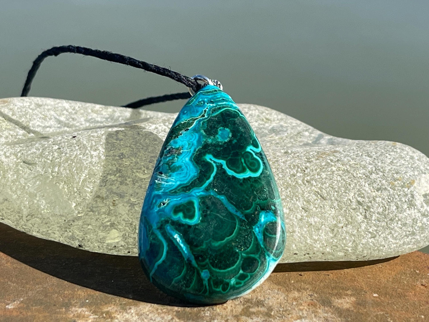 Chrysocolla Malachite necklace, ethical jewellery, bohemian necklace, unusual jewellery, malachite pendant, green gemstone necklace