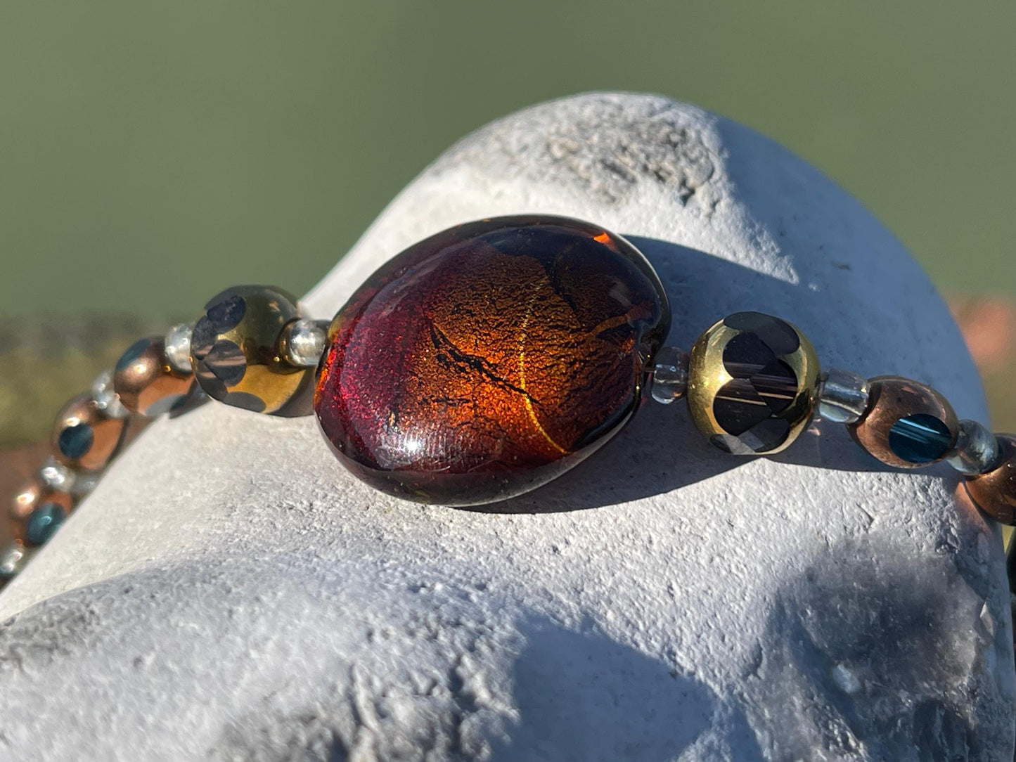 Stunning vintage necklace. Earthy deep maroon colour. Eco friendly jewellery. Ehical jewellery, short length necklace. Vintage jewellery.