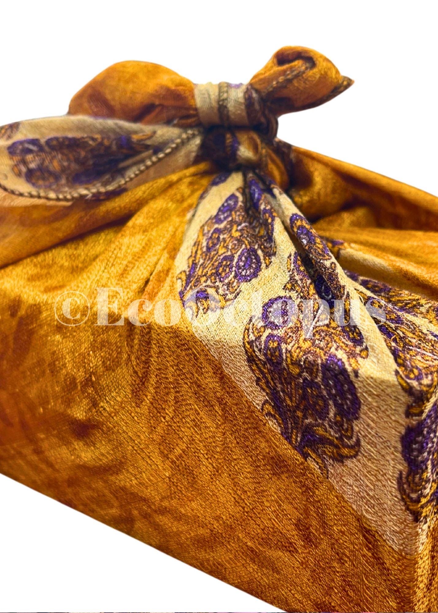 8 pieces of eco friendly sari gift wrap. Made from vintage silks. Ethical stationery. Eco friendly gifts. Re-usable recycled gift wrap.