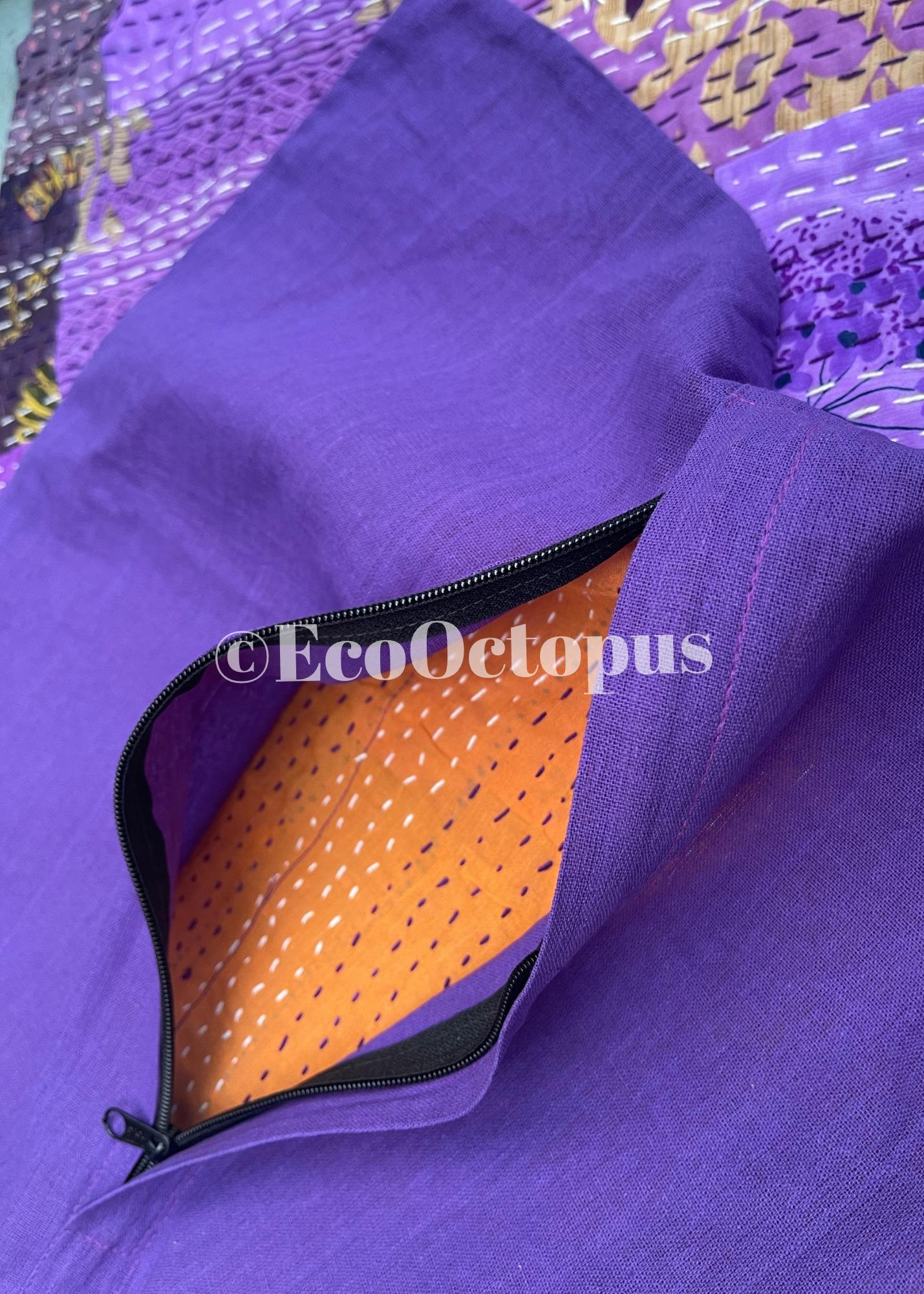 Recycled purple cushion covers, colourful cushions, eco friendly cushion, colourful cushion. Eco friendly cushions. Square cushion covers.