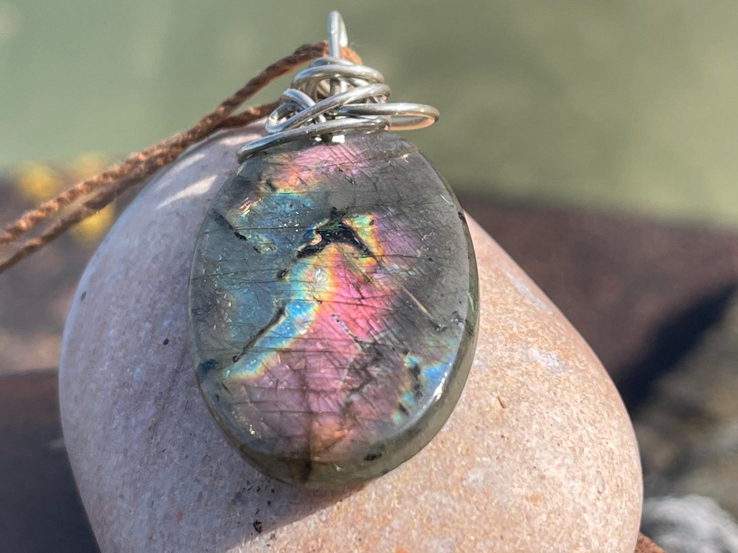 Labradorite necklace, labradorite jewellery. Unusual necklace, boho gift for her, hippy jewellery, labradorite pendant, eco conscious gift