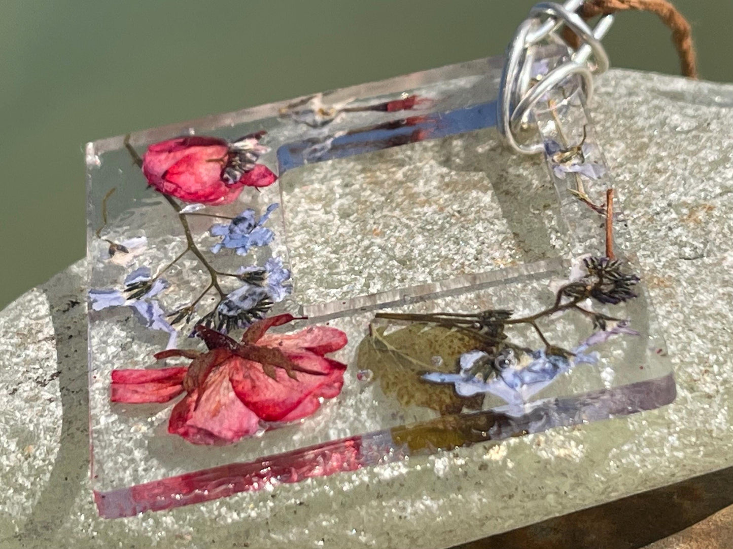Forget-me-not necklace on recycled sterling silver.  Boho gift for her, flower pendant, boho jewellery, handmade necklace, remembrance gift