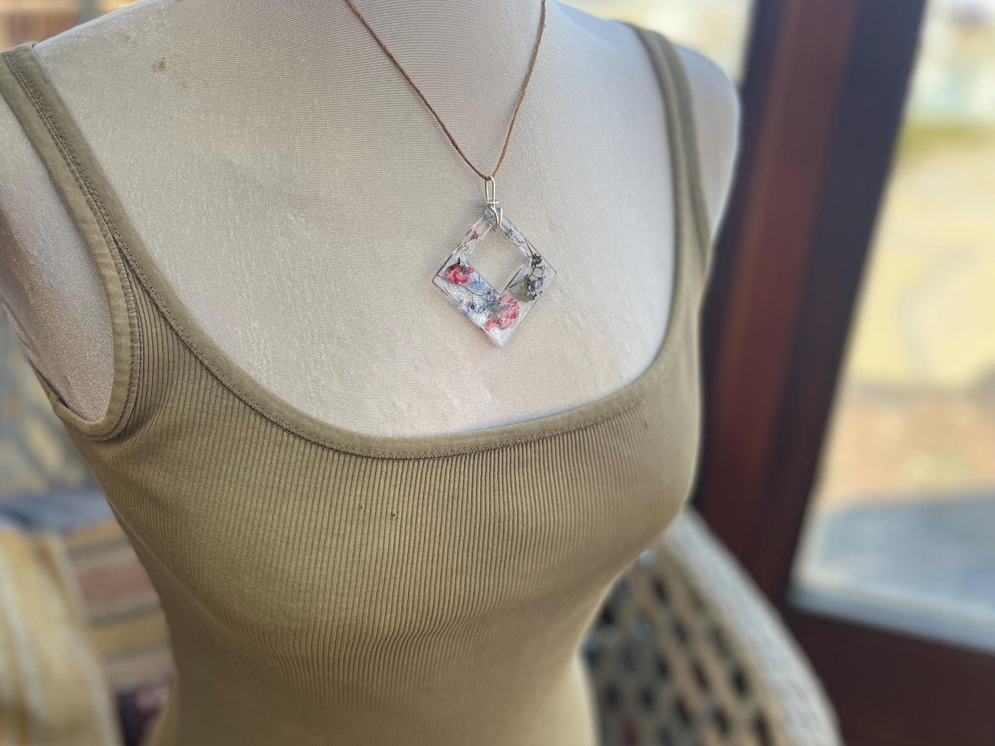 Forget-me-not necklace on recycled sterling silver.  Boho gift for her, flower pendant, boho jewellery, handmade necklace, remembrance gift