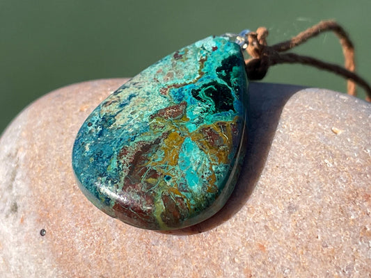 Chrysocolla Malachite necklace, ethical jewellery, bohemian necklace, unusual jewellery, malachite pendant, green gemstone necklace
