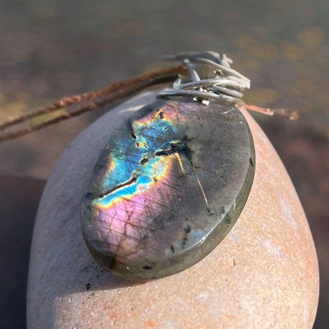 Labradorite necklace, labradorite jewellery. Unusual necklace, boho gift for her, hippy jewellery, labradorite pendant, eco conscious gift