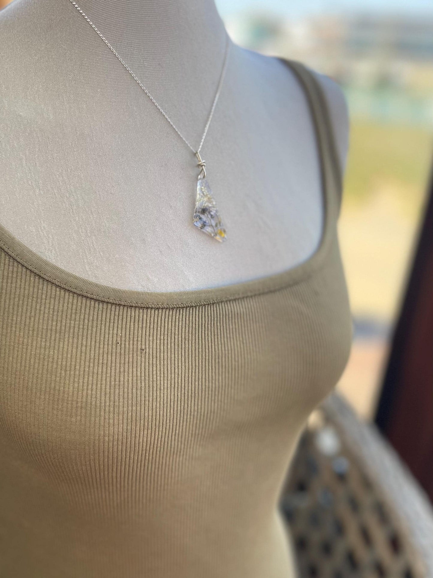 Forget-me-not necklace on recycled sterling silver.  Boho gift for her, flower pendant, boho jewellery, handmade necklace, remembrance gift