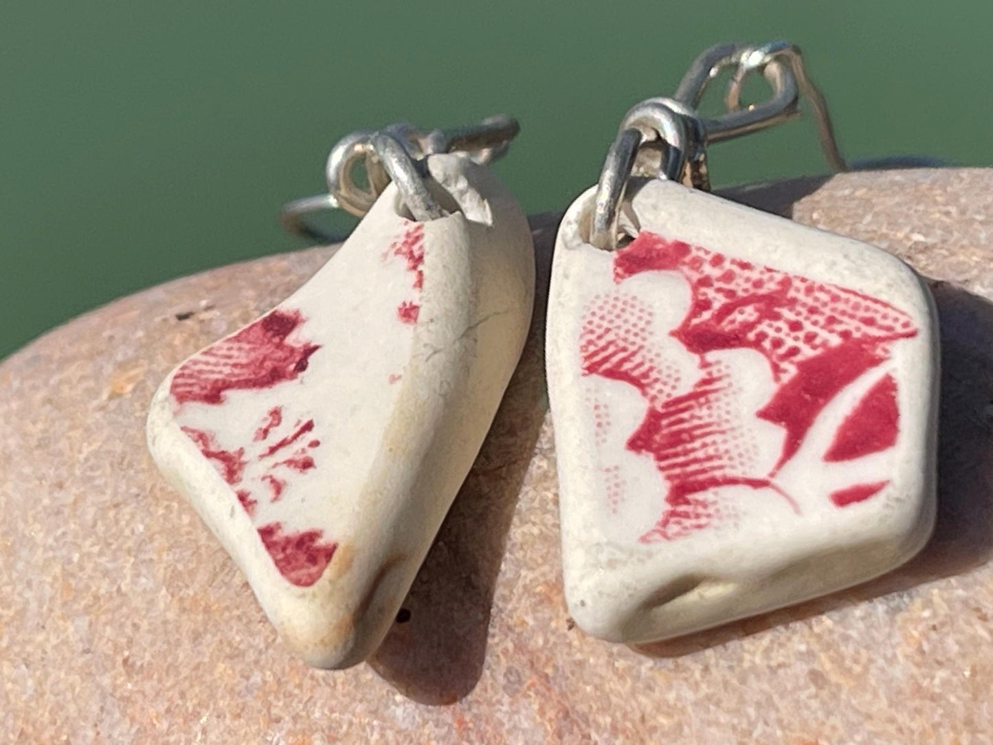 Pink recycled earrings. Ceramic earrings, handmade earrings, eco friendly earrings, boho earrings. Ethical jewellery, unique gift for her