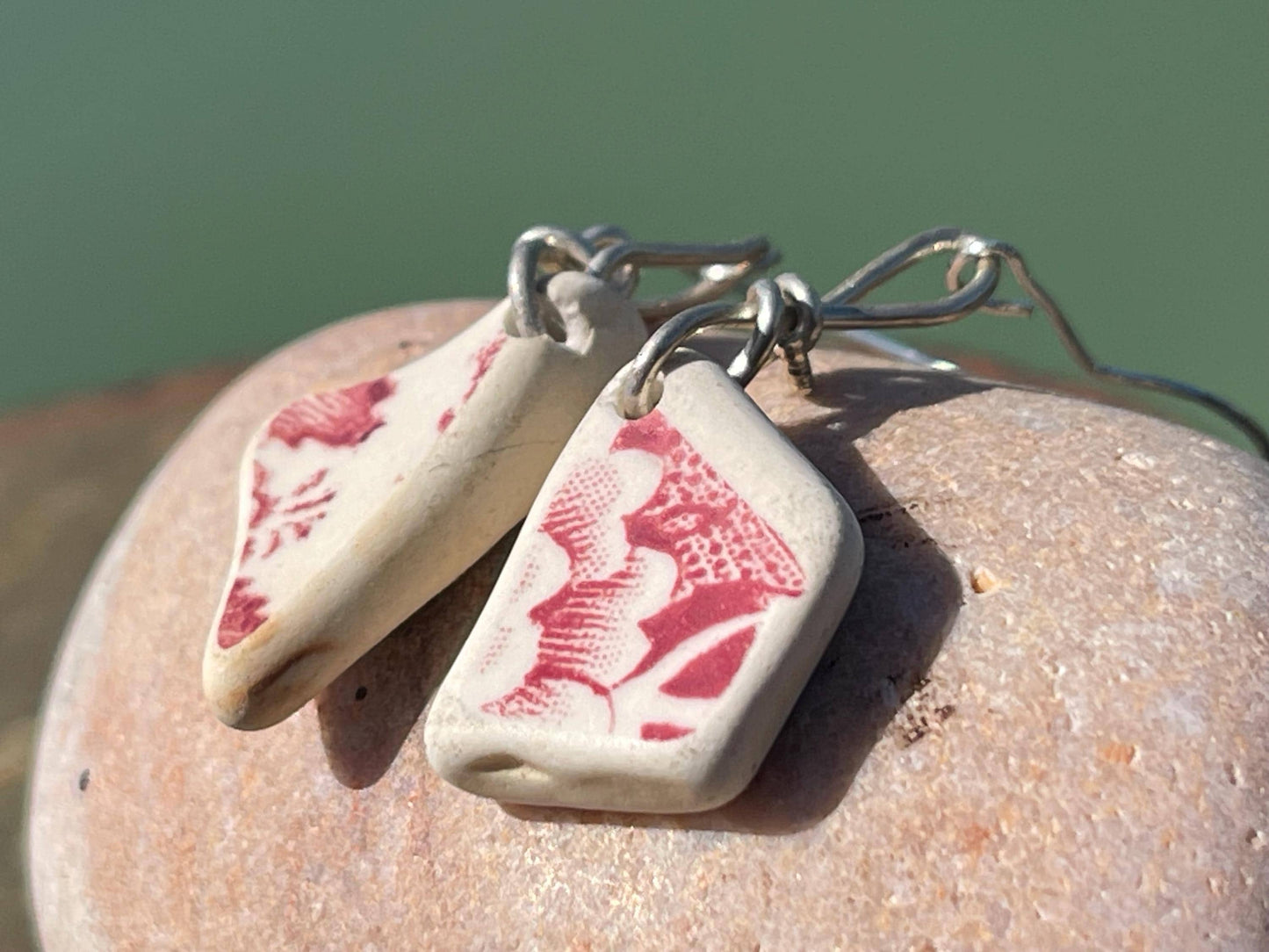 Pink recycled earrings. Ceramic earrings, handmade earrings, eco friendly earrings, boho earrings. Ethical jewellery, unique gift for her