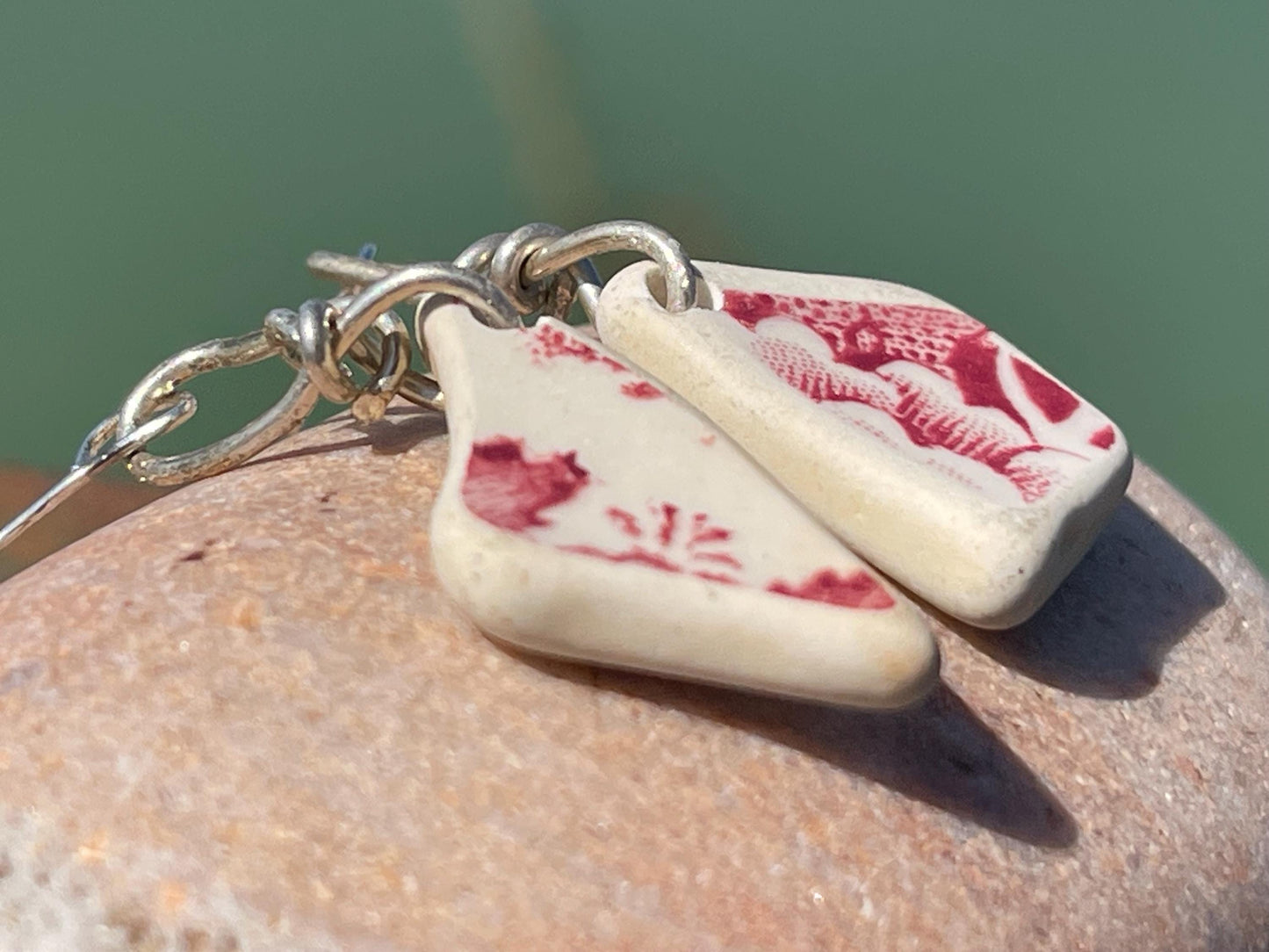 Pink recycled earrings. Ceramic earrings, handmade earrings, eco friendly earrings, boho earrings. Ethical jewellery, unique gift for her