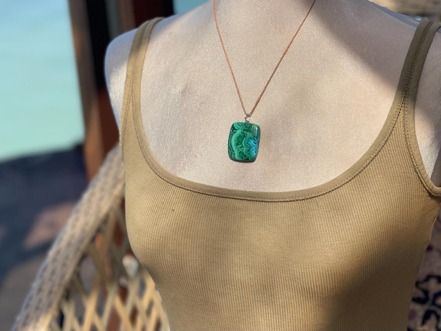 Chrysocolla Malachite necklace, ethical jewellery, bohemian necklace, unusual jewellery, malachite pendant, green gemstone necklace