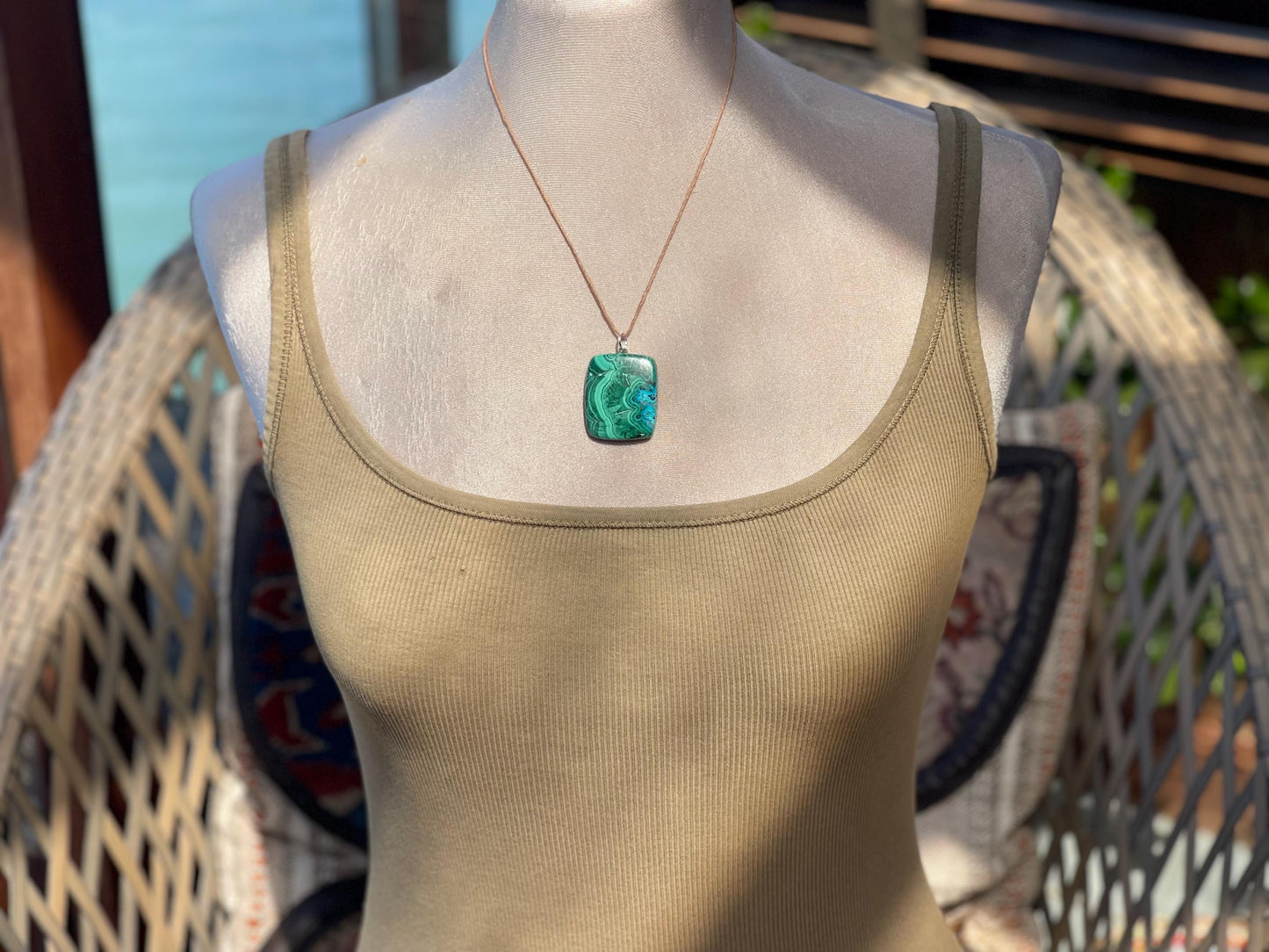 Chrysocolla Malachite necklace, ethical jewellery, bohemian necklace, unusual jewellery, malachite pendant, green gemstone necklace