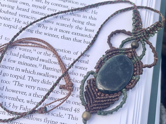 Moss agate necklace, moss agate pendant, ethical jewellery, gift for him, gift for her, handmade necklace, boho pendant, macrame necklaces