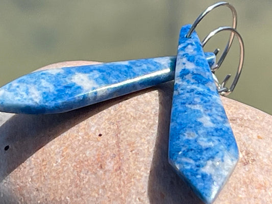 Sodalite earrings on recycled sterling silver. Unique handmade earrings. Unusual gift for her. Unusual jewellery, sodalite jewellery.