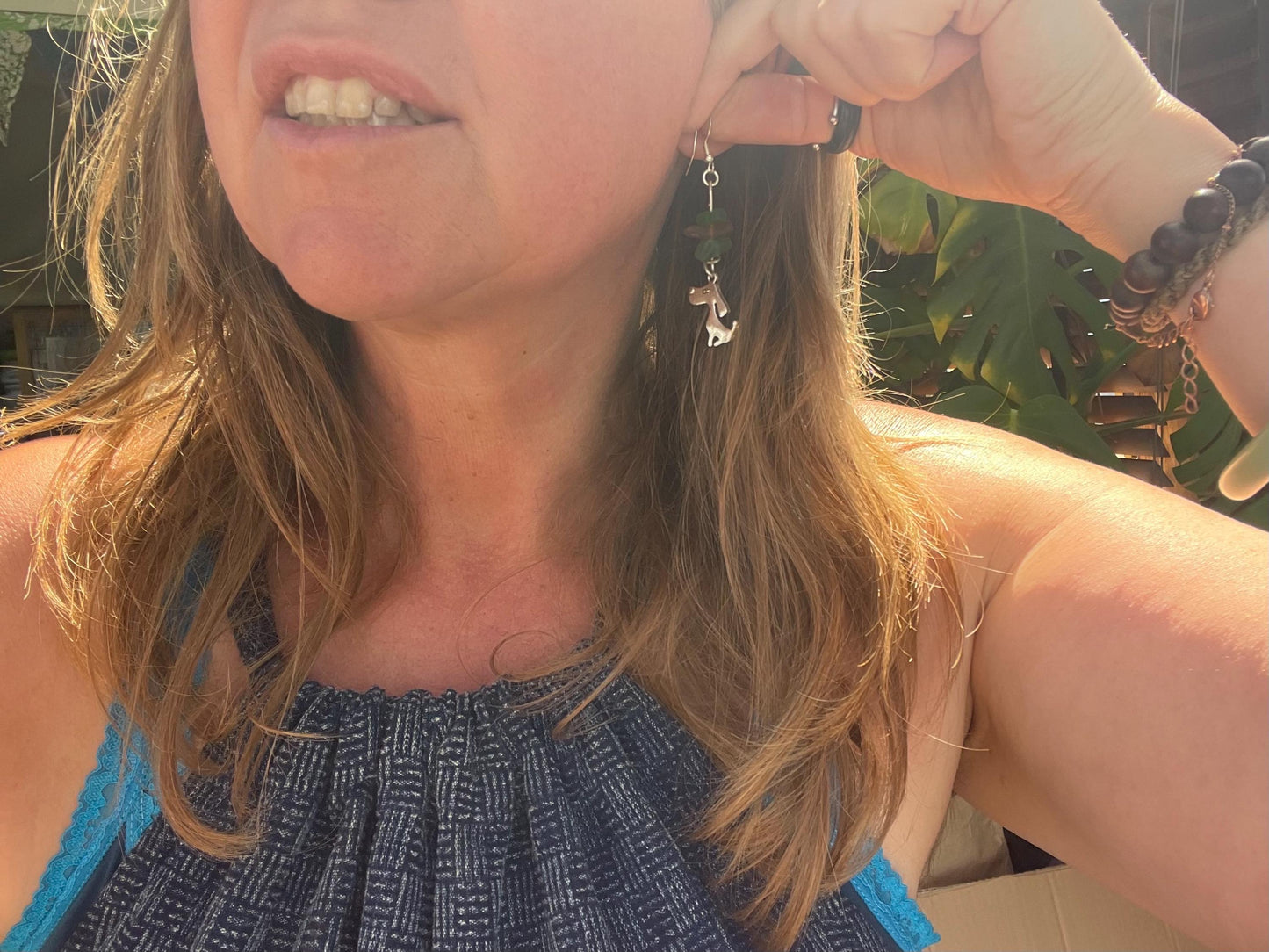 Sea Glass Earrings, dog earrings, Eco-Friendly Ethical Jewelry, Handmade Boho Gifts. Eco friendly jewellery made with sea glass. Handmade.